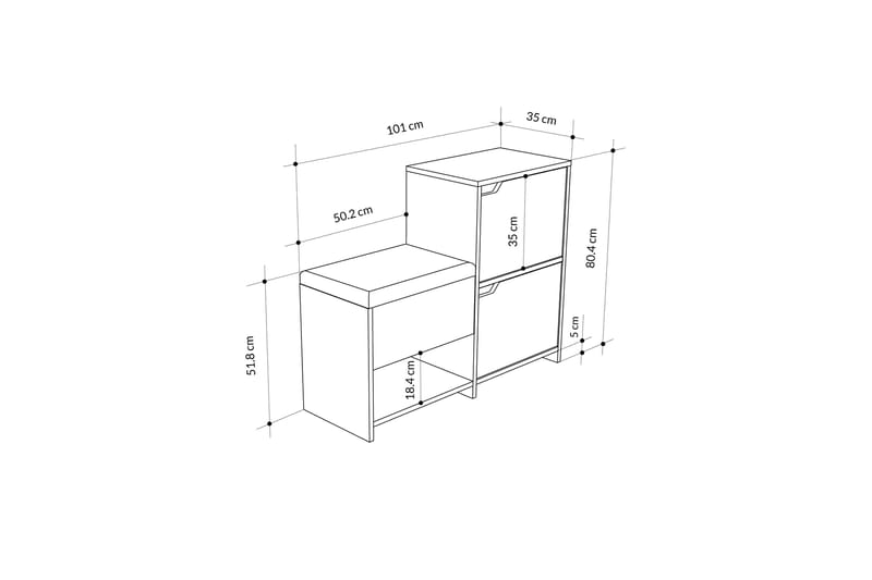 Haven Skoskåp 101,5 cm Antracit/Ek - Förvaring - Sko- & klädförvaring - Skoförvaring