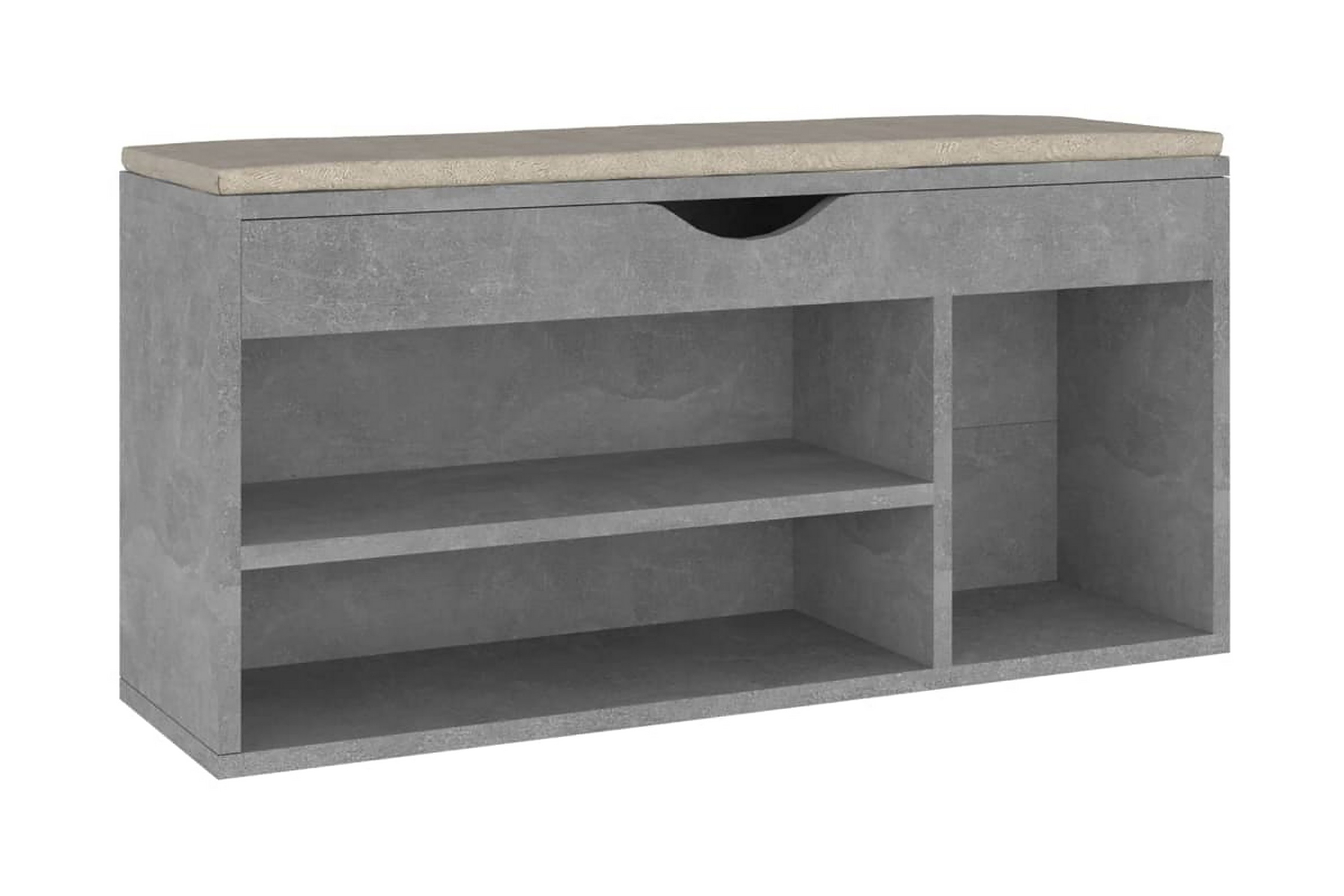 Skobänk med dyna betonggrå 104x30x49 cm spånskiva – Betonggrå