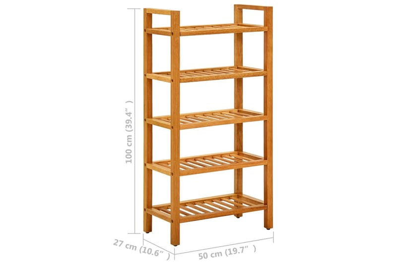 Skohylla med 5 hyllor 50x27x100 cm massiv ek - Brun - Förvaring - Sko- & klädförvaring - Skoförvaring