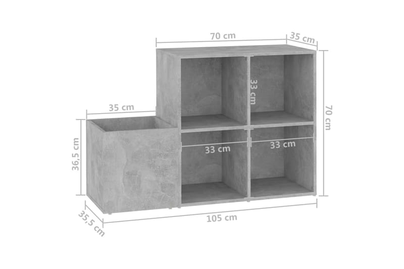 Skoskåp betonggrå 105x35,5x70 cm spånskiva - Betonggrå - Förvaring - Sko- & klädförvaring - Skoförvaring