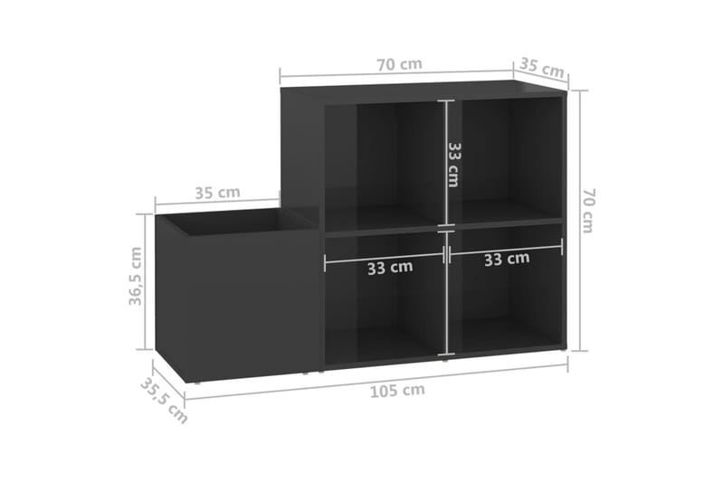 Skoskåp grå högglans 105x35,5x70 cm spånskiva - Grå högglans - Förvaring - Sko- & klädförvaring - Skoförvaring