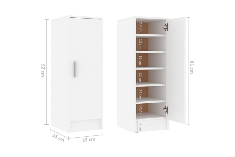 Skoskåp vit 32x35x92 cm spånskiva - Vit - Förvaring - Sko- & klädförvaring - Skoförvaring - Skoskåp