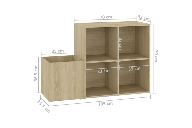 Skoskåp sonoma-ek 105x35,5x70 cm spånskiva - Brun - Förvaring - Sko- & klädförvaring - Skoförvaring