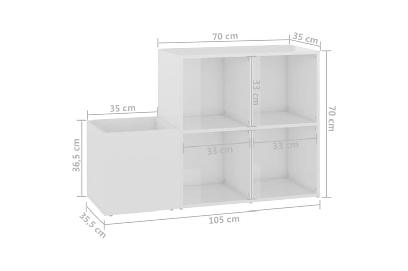 Skoskåp vit högglans 105x35,5x70 cm spånskiva - Vit högglans - Förvaring - Sko- & klädförvaring - Skoförvaring