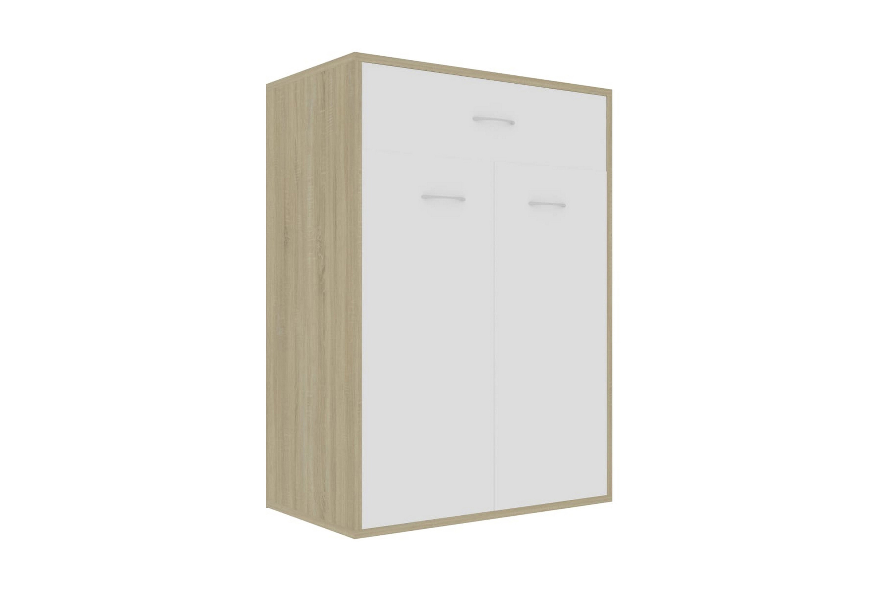 Skoskåp vit och sonoma-ek 60x35x84 cm spånskiva – Beige/Vit