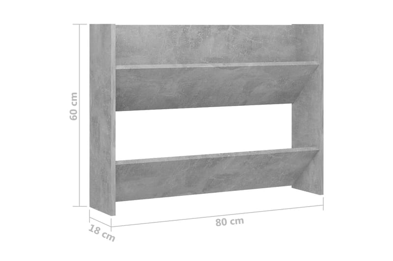 Väggmonterat skoställ betonggrå 80x18x60 cm spånskiva - Betonggrå - Förvaring - Sko- & klädförvaring - Skoförvaring