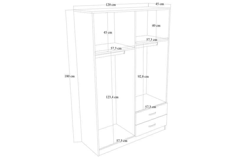 Yaman Garderob 120x180 cm Mattvit - Förvaring - Sko- & klädförvaring - Garderober & garderobssystem