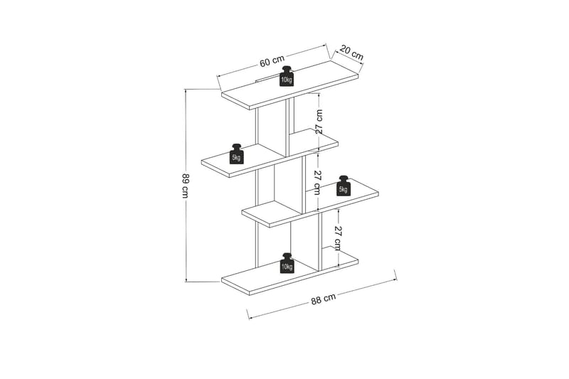 AGATEA Vägghylla 88x89 cm Vit - Förvaring - Köksförvaring - Kökshylla