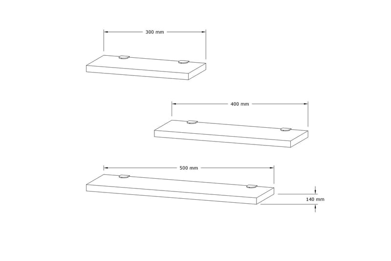 CAYDE Vägghylla 2x30 cm 3-pack Natur - Förvaring - Köksförvaring - Kökshylla