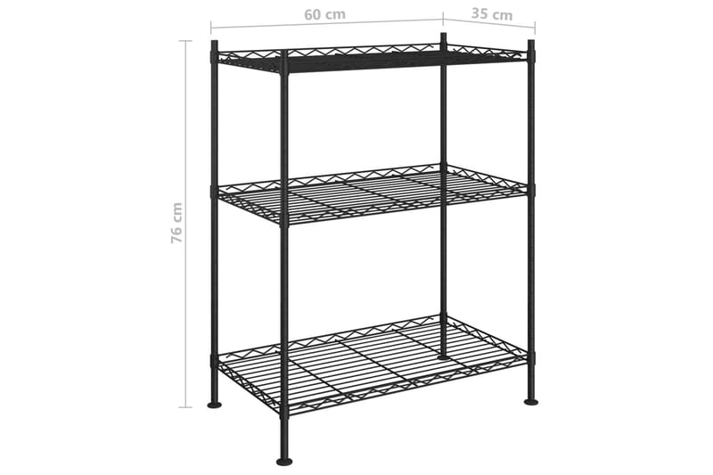 Förvaringshylla med 3 hyllplan 60x35x76 svart 150 kg - Svart - Förvaring - Köksförvaring - Kökshylla