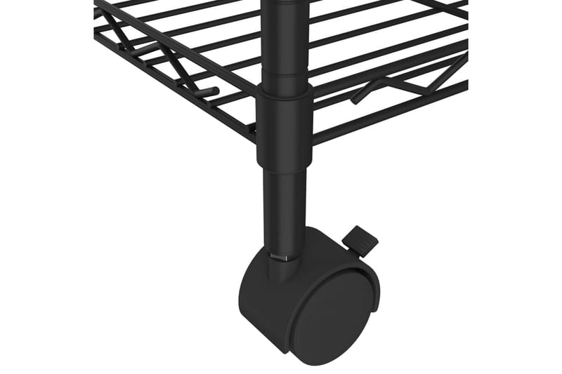 Förvaringshylla med hjul 3 hyllplan 60x35x81 svart 150 kg - Svart - Förvaring - Köksförvaring - Kökshylla