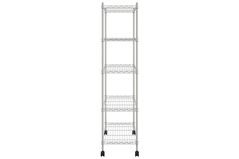 Förvaringshylla med hjul 5 hyllplan 75x35x155 cm krom 250 kg - Silver - Förvaring - Köksförvaring - Kökshylla