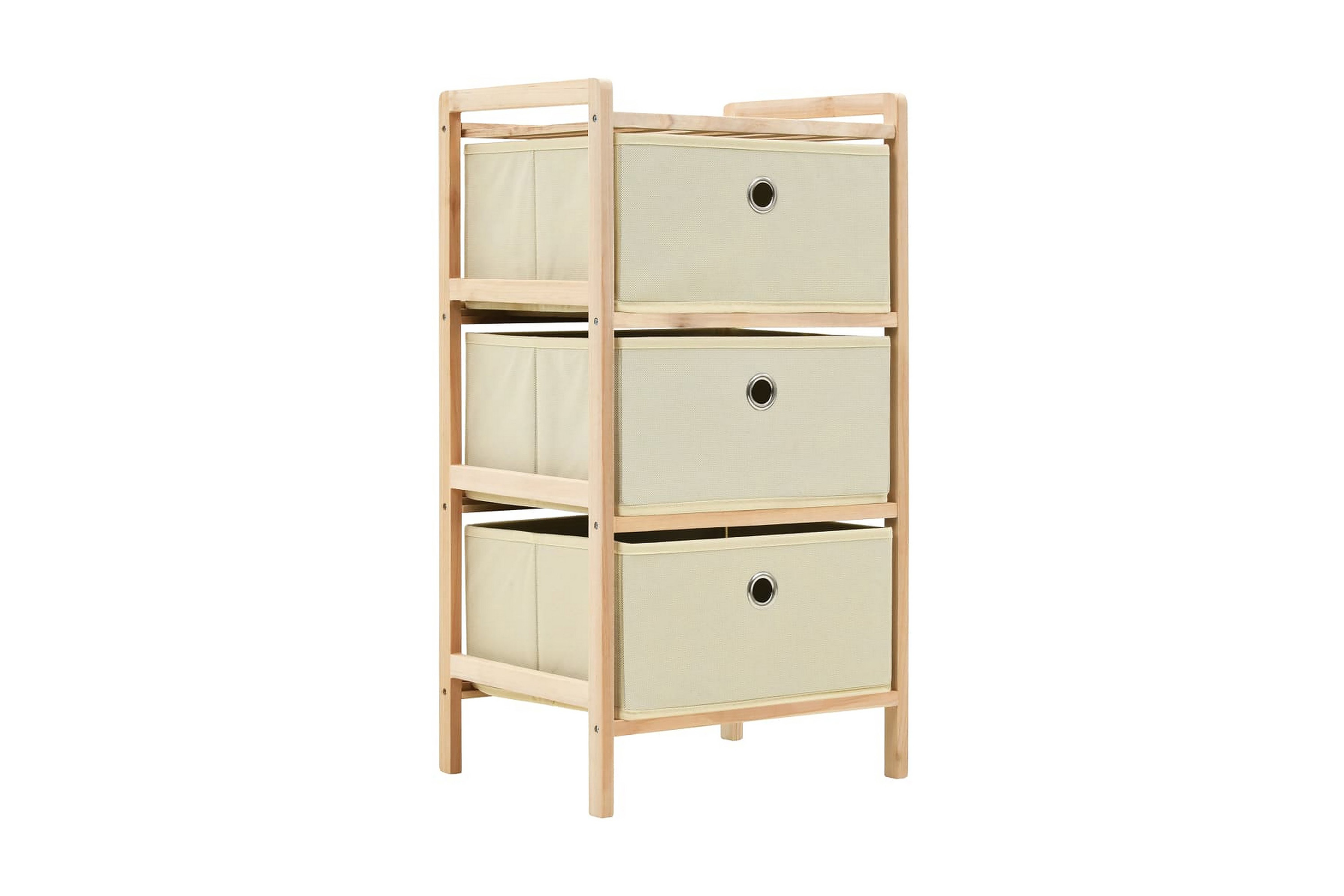 Förvaringshyllor 2 st med 3 tygkorgar cederträ beige – Beige