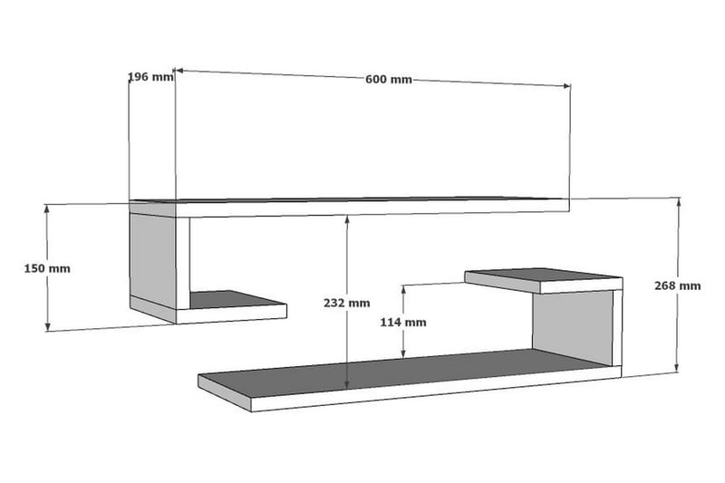 LESERU Vägghylla 60x20 cm 4 Hyllor Vit - Förvaring - Köksförvaring - Kökshylla