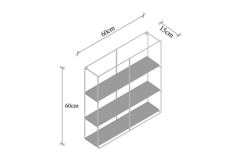 NIVEUS Vägghylla 60x15 cm 3 Hyllor Svart/Mörkbrun - Förvaring - Köksförvaring - Kökshylla