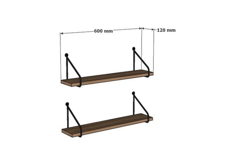 PARLAT Vägghylla 60x12 cm 2 Hyllor - Förvaring - Köksförvaring - Kökshylla