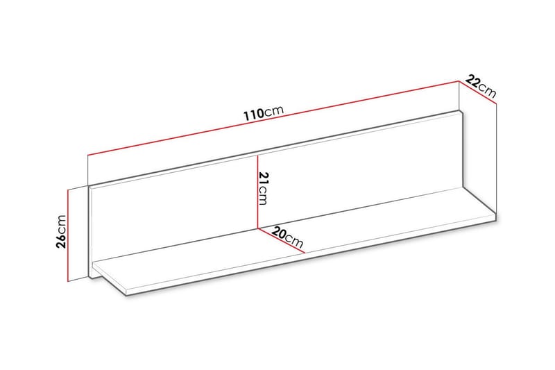 Rathmore Vägghylla 110x22 cm Grå - Förvaring - Köksförvaring - Kökshylla