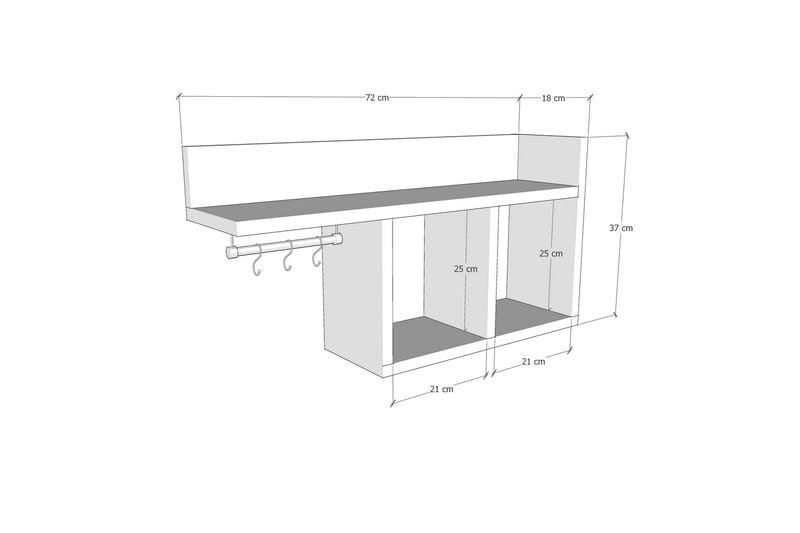 SEKOLAH Vägghylla 72x18 cm Antracit - Förvaring - Köksförvaring - Kökshylla