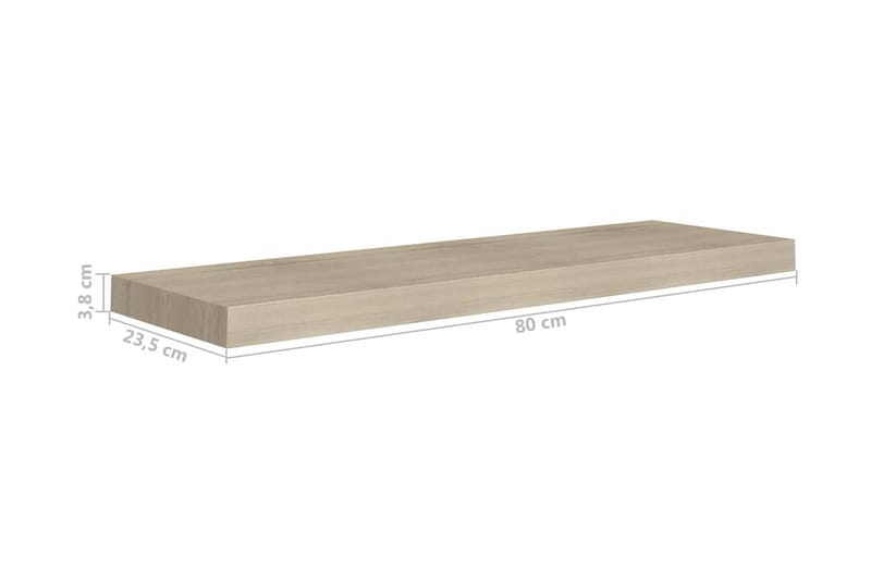 Svävande vägghylla ek 80x23,5x3,8 cm MDF - Brun - Förvaring - Köksförvaring - Kökshylla