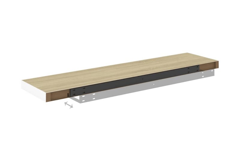 Svävande vägghylla ek och vit 100x23,5x3,8 cm MDF - Vit - Förvaring - Köksförvaring - Kökshylla