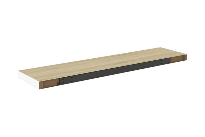 Svävande vägghylla ek och vit 100x23,5x3,8 cm MDF - Vit - Förvaring - Köksförvaring - Kökshylla