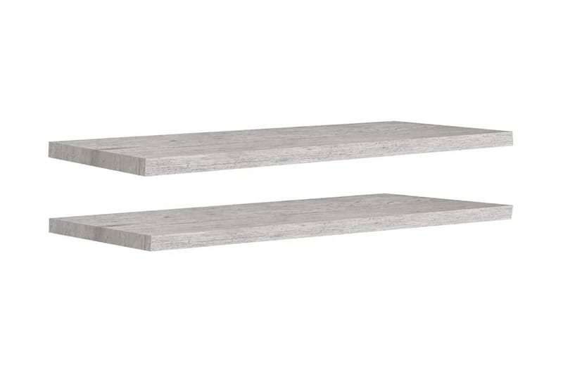 Svävande vägghyllor 2 st betonggrå 100x23,5x3,8 cm MDF - Grå - Förvaring - Köksförvaring - Kökshylla