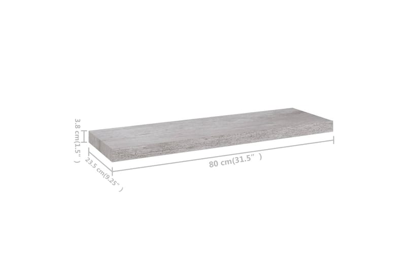 Svävande vägghyllor 2 st betonggrå 80x23,5x3,8 cm MDF - Betonggrå - Förvaring - Köksförvaring - Kökshylla