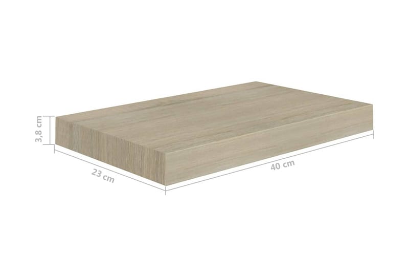 Svävande vägghyllor 2 st ek 40x23x3,8 cm MDF - Brun - Förvaring - Köksförvaring - Kökshylla