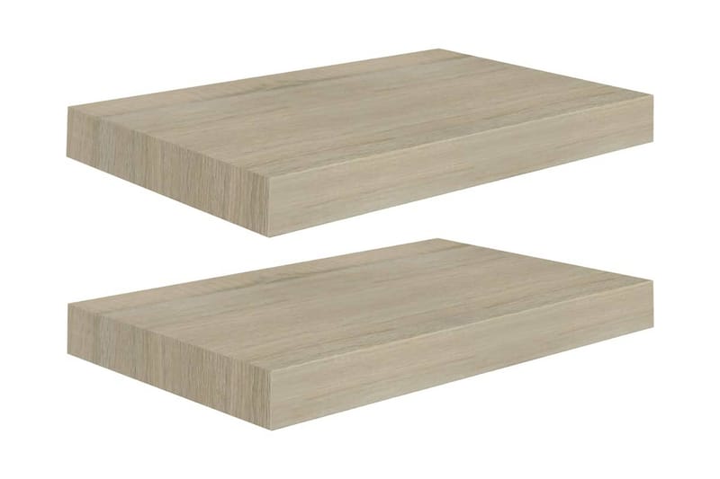 Svävande vägghyllor 2 st ek 40x23x3,8 cm MDF - Brun - Förvaring - Köksförvaring - Kökshylla