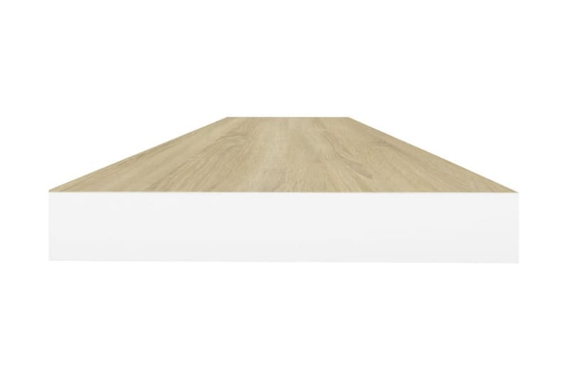 Svävande vägghyllor 2 st ek och vit 100x23,5x3,8 cm MDF - Vit - Förvaring - Köksförvaring - Kökshylla