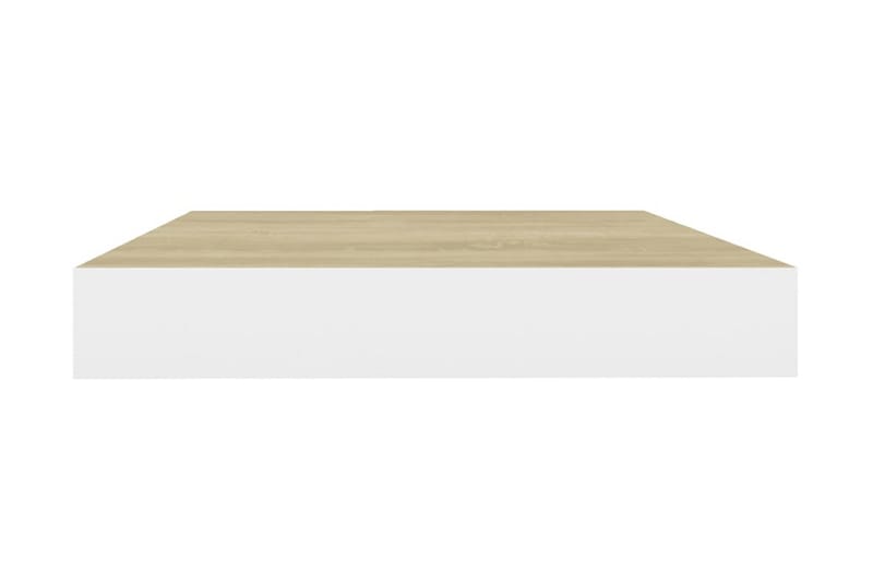 Svävande vägghyllor 2 st ek och vit 40x23x3,8 cm MDF - Vit/Trä - Förvaring - Köksförvaring - Kökshylla