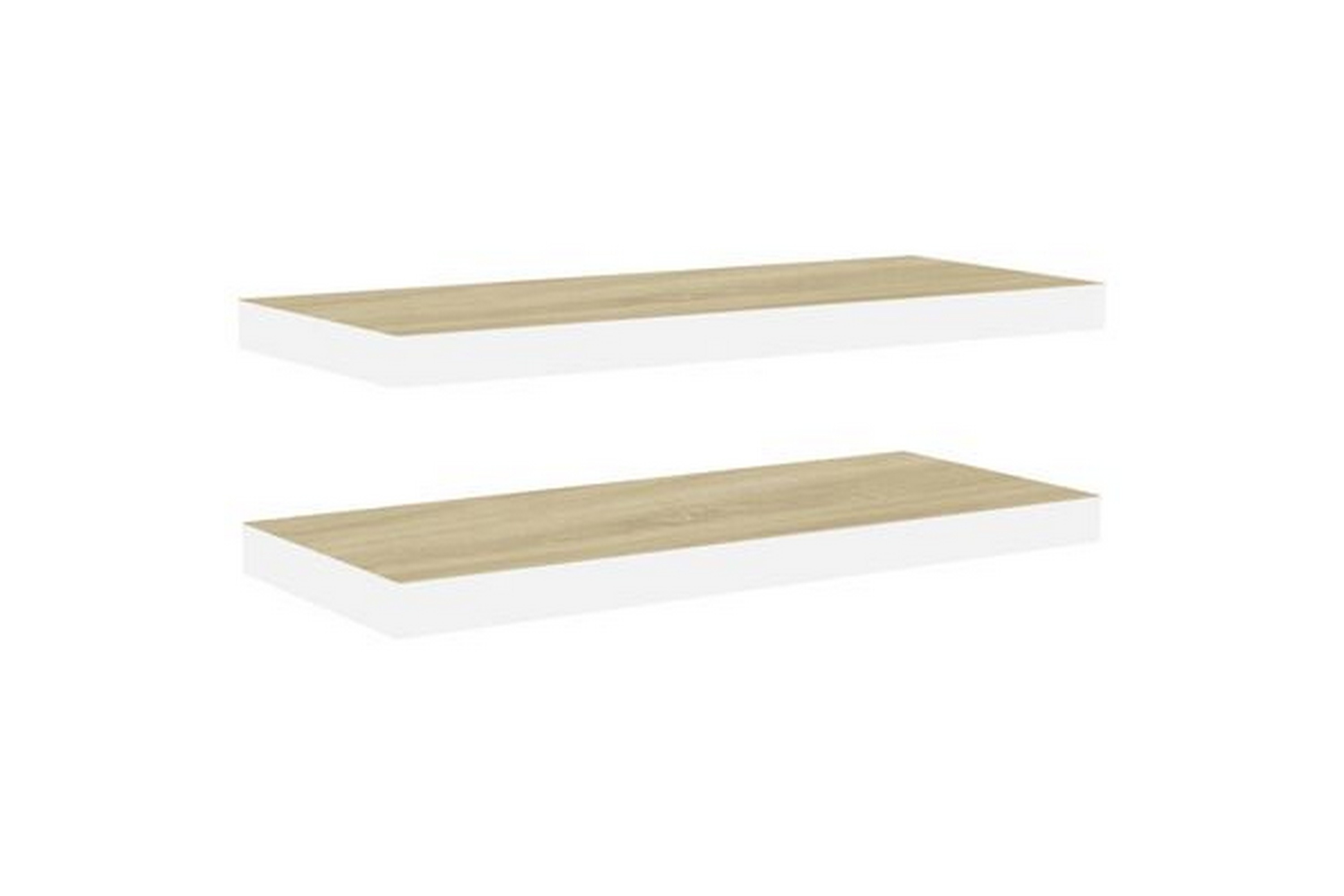 Svävande vägghyllor 2 st ek och vit 60×23,5×3,8 cm MDF – Vit/Trä