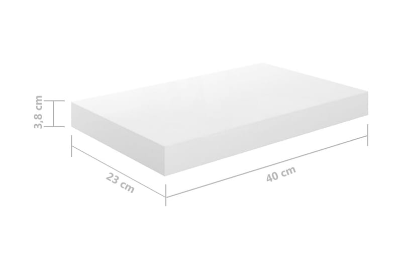 Svävande vägghyllor 2 st vit högglans 40x23x3,8 cm MDF - Vit - Förvaring - Köksförvaring - Kökshylla