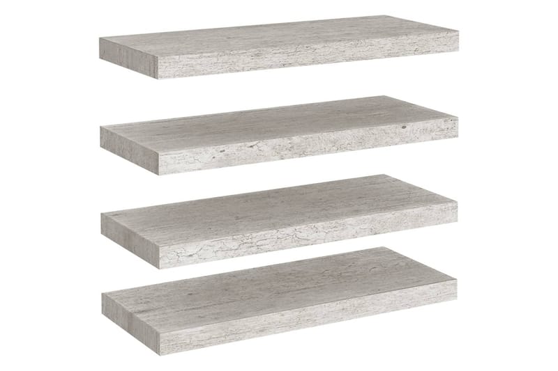 Svävande vägghyllor 4 st betonggrå 60x23,5x3,8 cm MDF - Betonggrå - Förvaring - Köksförvaring - Kökshylla