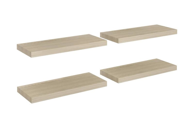 Svävande vägghyllor 4 st ek 60x23,5x3,8 cm MDF - Brun - Förvaring - Köksförvaring - Kökshylla