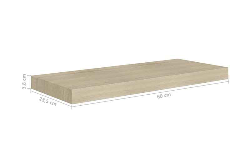 Svävande vägghyllor 4 st ek 60x23,5x3,8 cm MDF - Brun - Förvaring - Köksförvaring - Kökshylla