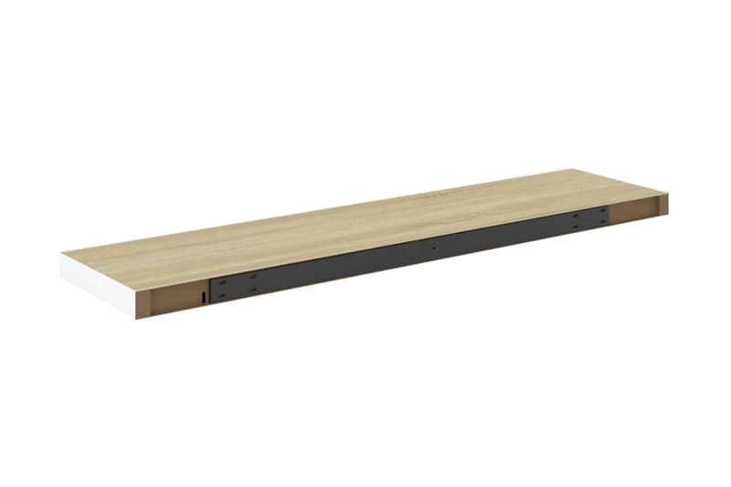 Svävande vägghyllor 4 st ek och vit 100x23,5x3,8 cm MDF - Vit - Förvaring - Köksförvaring - Kökshylla