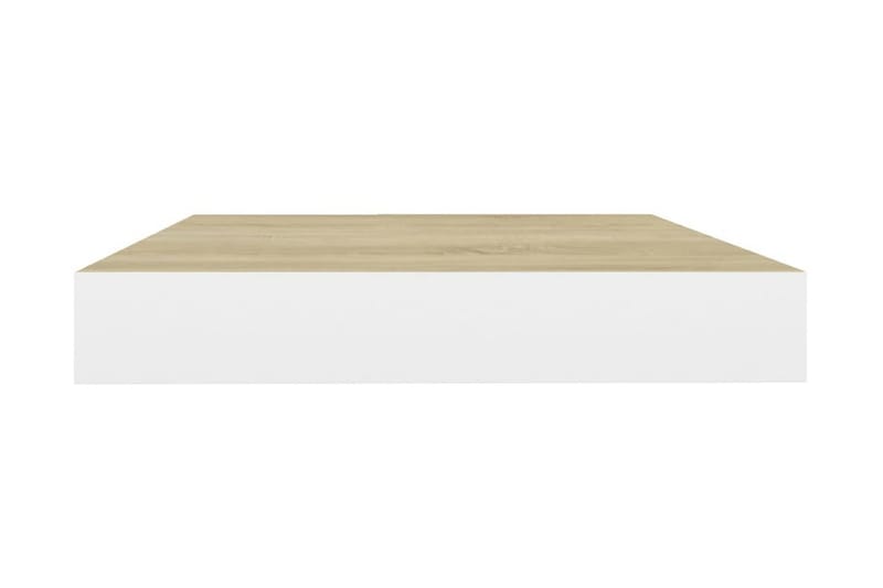 Svävande vägghyllor 4 st ek och vit 50x23x3,8 cm MDF - Vit/Trä - Förvaring - Köksförvaring - Kökshylla