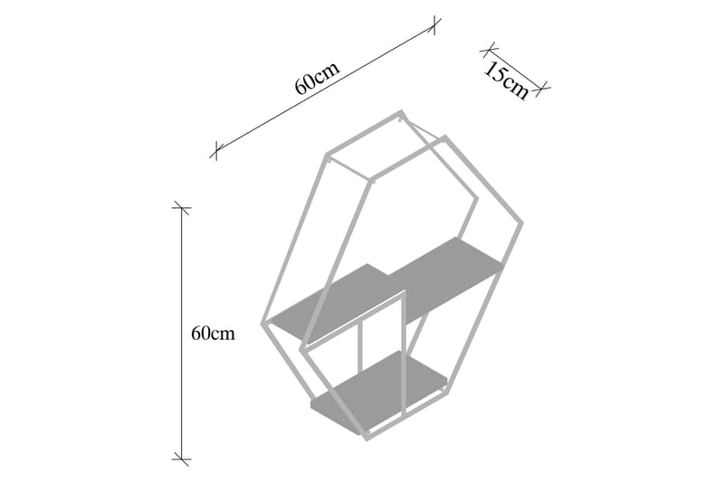 TAZETTA Vägghylla 60x15 cm 3 Hyllor Svart/Mörkbrun - Förvaring - Köksförvaring - Kökshylla