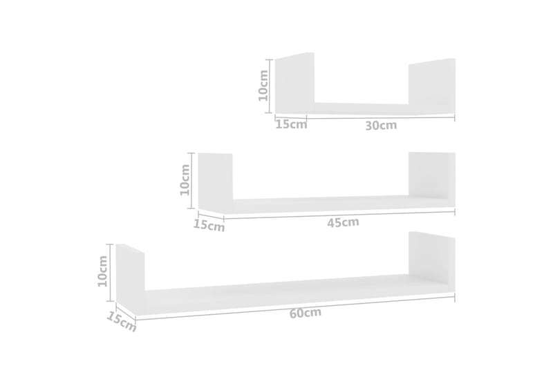 Vägghylla 3 st högglans vit spånskiva - Vit - Förvaring - Köksförvaring - Kökshylla