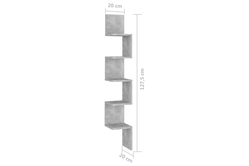 Vägghylla hörn betonggrå 20x20x127,5 cm spånskiva - Grå - Förvaring - Köksförvaring - Kökshylla