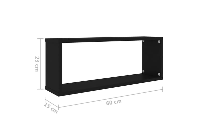 Vägghylla kubformad 2 st svart 60x15x23 cm spånskiva - Svart - Förvaring - Köksförvaring - Kökshylla