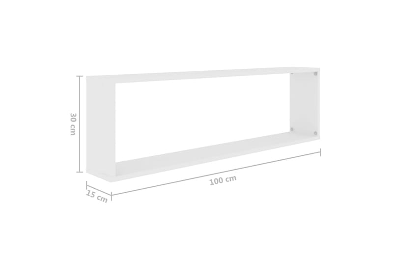 Vägghylla kubformad 4 st vit 100x15x30 cm spånskiva - Vit - Förvaring - Köksförvaring - Kökshylla