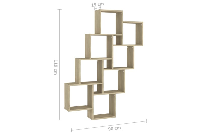 Vägghylla kubformad sonoma-ek 90x15x119 cm spånskiva - Ek - Förvaring - Köksförvaring - Kökshylla