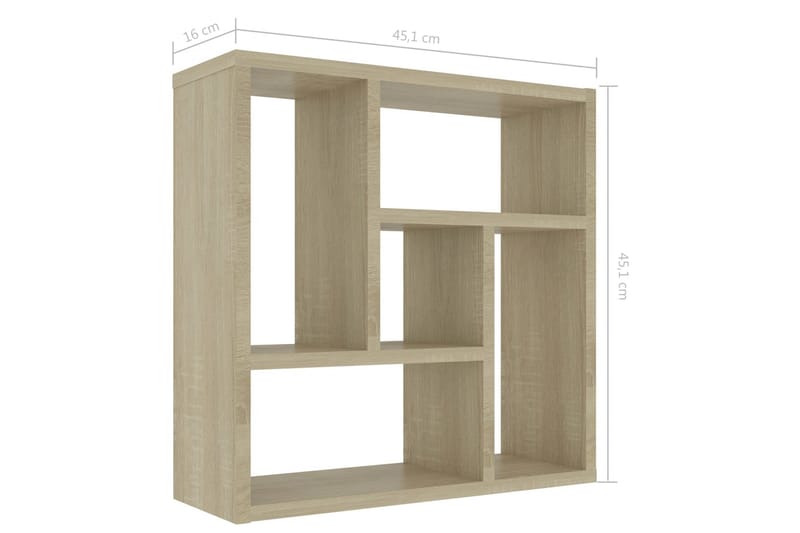 Vägghylla sonoma-ek 45,1x16x45,1 cm spånskiva - Brun - Förvaring - Köksförvaring - Kökshylla