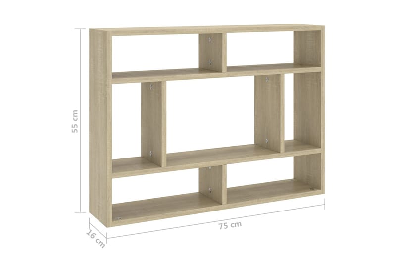 Vägghylla sonoma-ek 75x16x55 cm spånskiva - Brun - Förvaring - Köksförvaring - Kökshylla