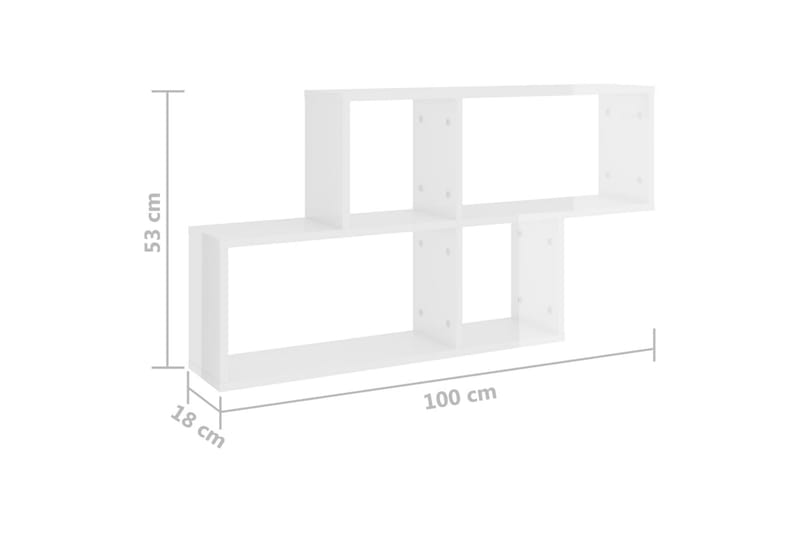 Vägghylla Vit högglans 100x18x53 cm spånskiva - Vit högglans - Förvaring - Köksförvaring - Kökshylla