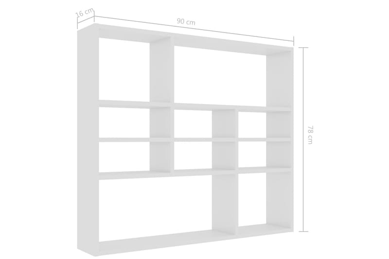 Vägghylla vit högglans 90x16x78 cm spånskiva - Vit - Förvaring - Köksförvaring - Kökshylla