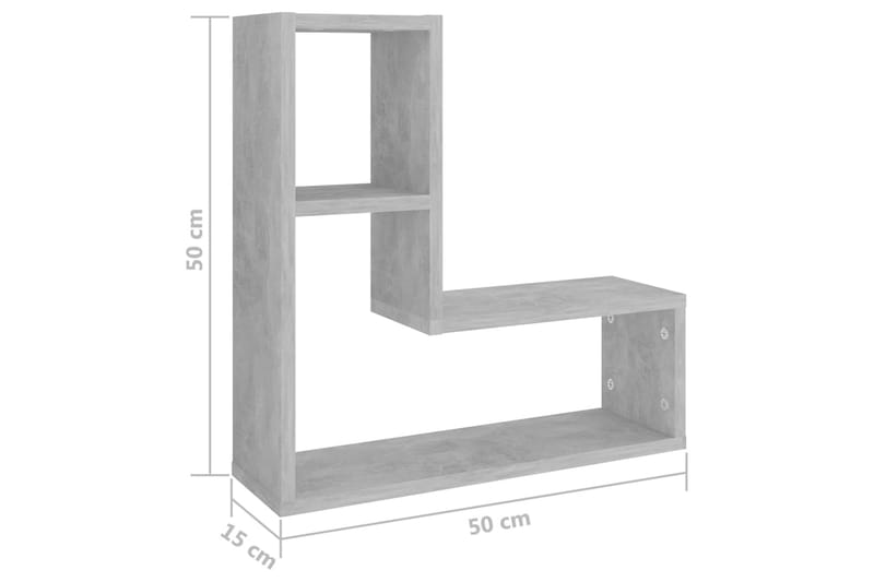 Vägghyllor 2 st betonggrå 50x15x50 cm spånskiva - Grå - Förvaring - Köksförvaring - Kökshylla