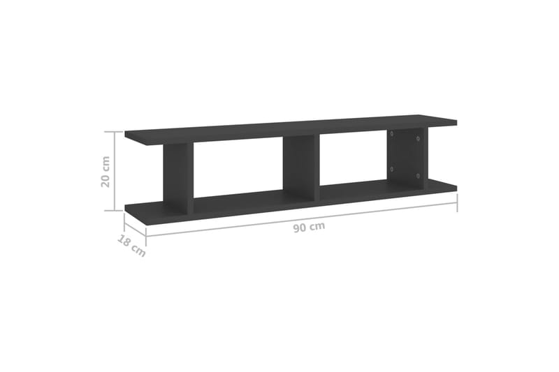 Vägghyllor 2 st grå 90x18x20 cm spånskiva - Grå - Förvaring - Köksförvaring - Kökshylla